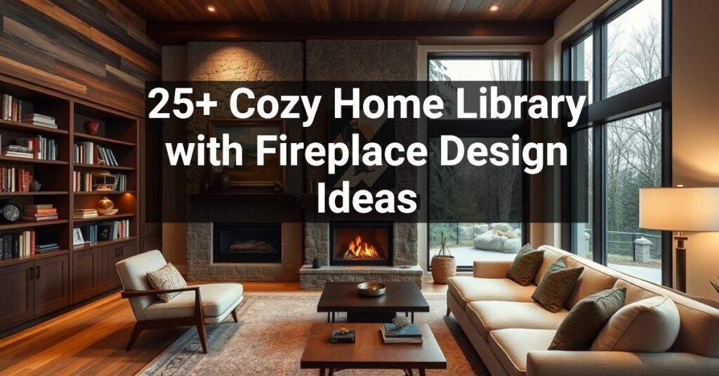 25+ Cozy Home Library with Fireplace Design Ideas