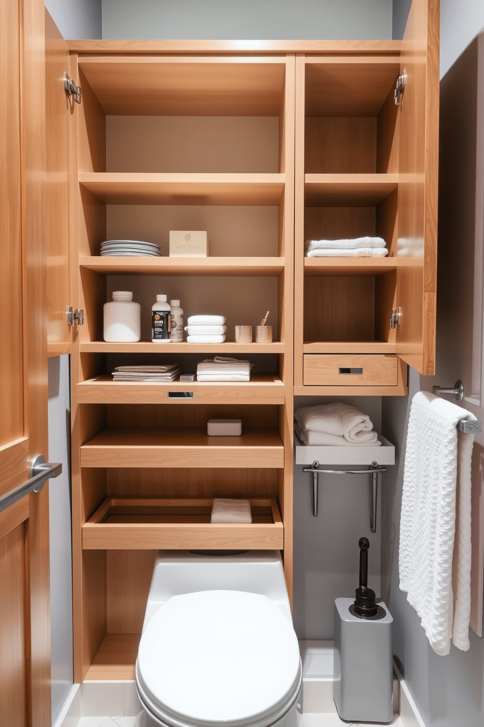 A well-designed ADA bathroom features accessible storage solutions that prioritize convenience and safety. Shelving units are positioned at a height that allows easy access for individuals with mobility challenges, ensuring that essential items are within reach. The cabinetry includes pull-out drawers and open shelving to minimize bending and stretching. Soft-close mechanisms enhance usability and reduce the risk of injury, creating a functional yet stylish space.