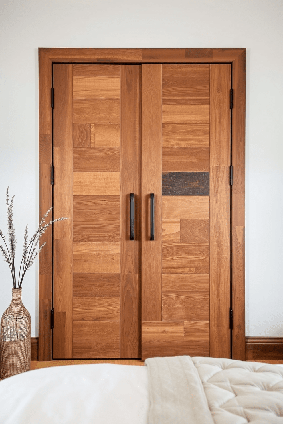 A reclaimed wood door serves as a stunning focal point in an eco-friendly bedroom. The natural textures and rich tones of the wood enhance the organic feel of the space while promoting sustainability. Incorporating unique hardware can elevate the design further, such as vintage-inspired handles or minimalist pulls. This combination not only adds character but also complements the overall aesthetic of a modern yet environmentally conscious bedroom.