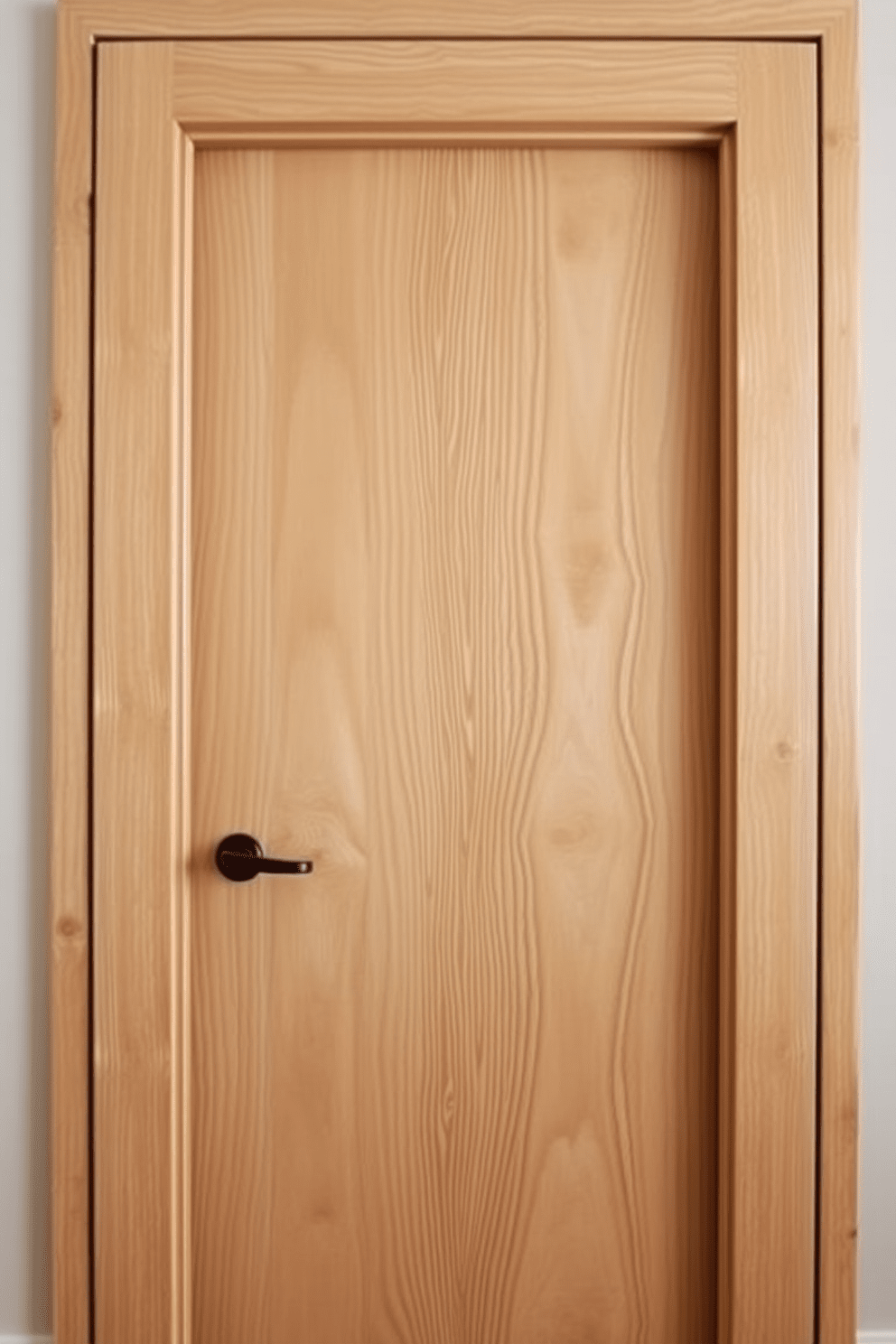 Textured wood door that exudes natural warmth and charm. The door features intricate grain patterns and a rich finish that complements a cozy bedroom aesthetic.