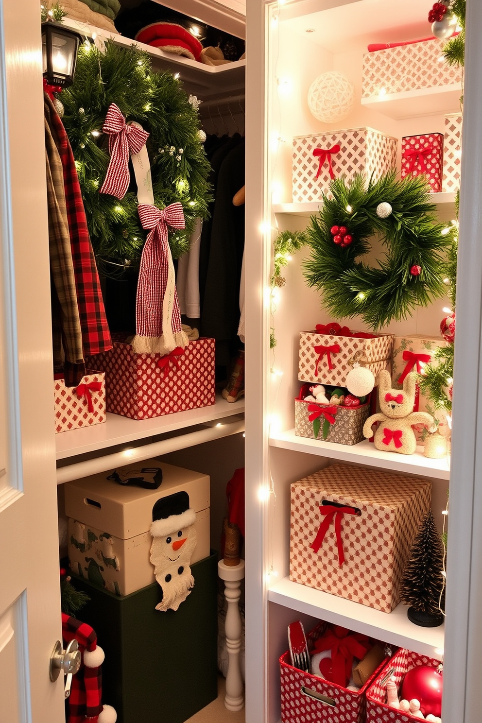 Handmade crafts add a unique and personal touch to any interior space. Consider incorporating handcrafted ornaments, wreaths, and garlands to create a warm and inviting atmosphere. For Christmas decorating ideas in a closet, utilize space efficiently by adding festive storage solutions. Use decorative bins and boxes to organize holiday items while incorporating twinkling lights and seasonal decor for a cheerful vibe.