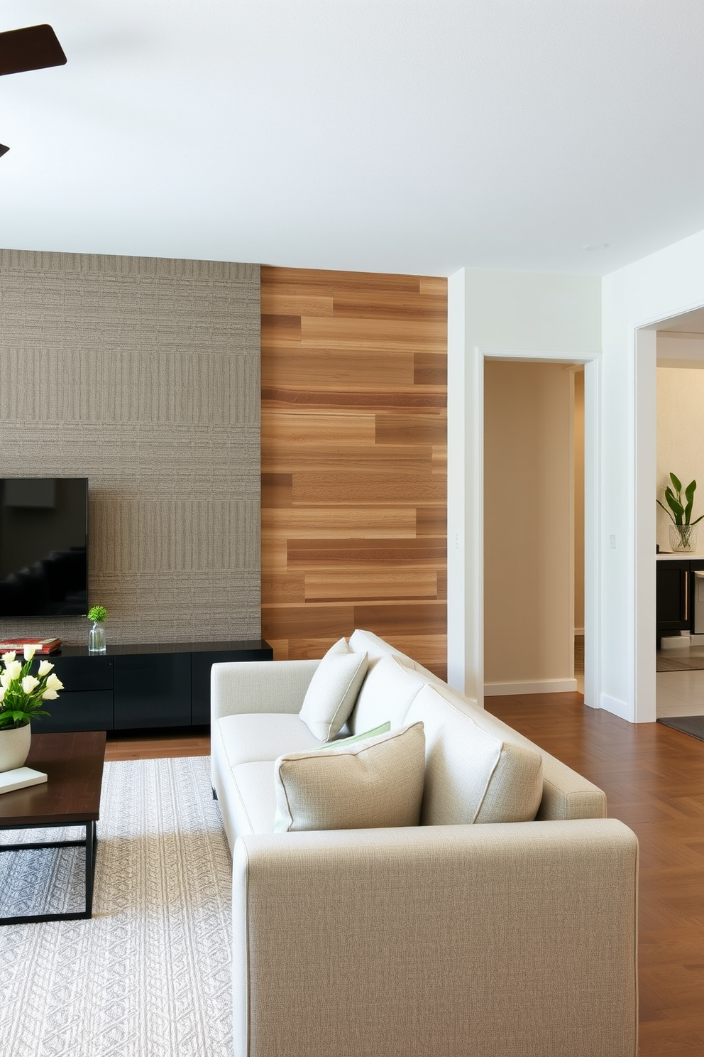 Textured wall treatments add visual interest and depth to a contemporary family room. Consider using a mix of materials such as wood paneling and fabric wall coverings to create a cozy yet modern atmosphere.