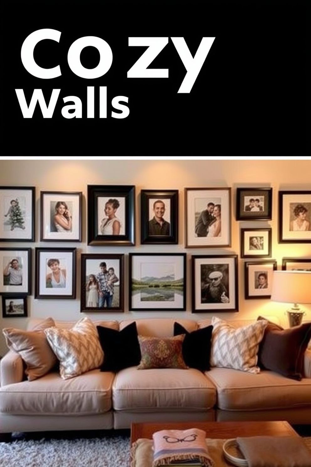 Personalized art displays on walls create a unique and inviting atmosphere. Consider a gallery wall featuring a mix of framed photographs and abstract pieces in various sizes, arranged in a visually pleasing layout. Cozy living room design ideas focus on comfort and warmth. Incorporate plush furniture, soft textiles, and warm lighting to create a welcoming space for relaxation and gatherings.