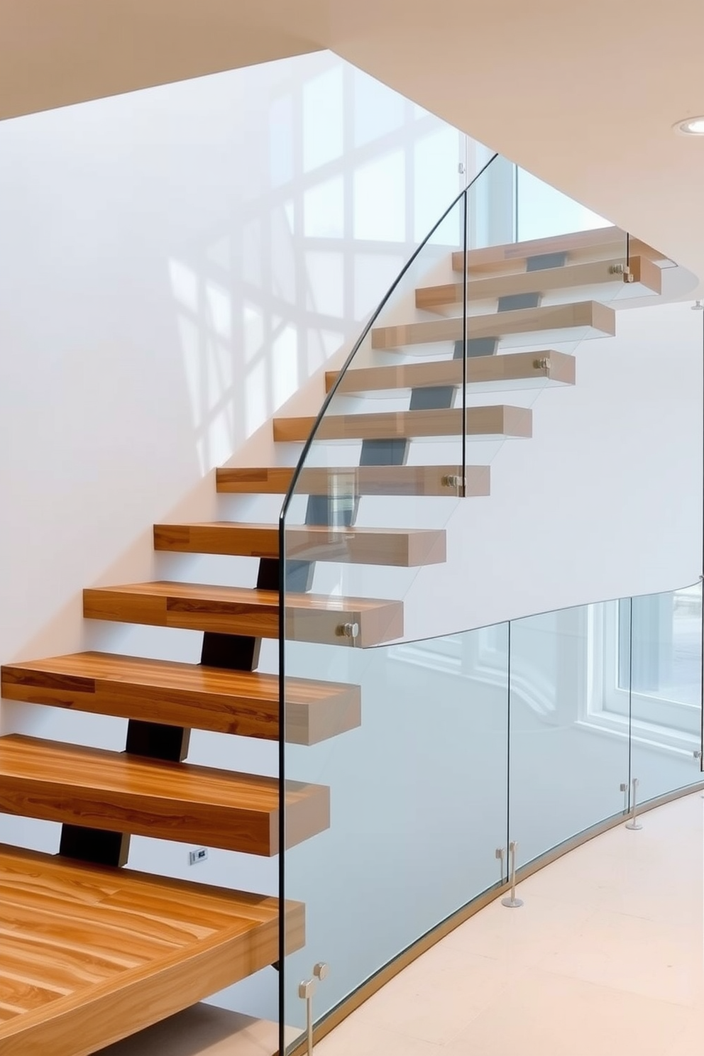 Floating steps with glass panels create a modern and airy feel in any space. The sleek design allows for light to flow freely, enhancing the overall ambiance of the area. Curved staircase design ideas offer a graceful transition between levels. These staircases can be crafted from a variety of materials, including wood and metal, to complement the surrounding decor.