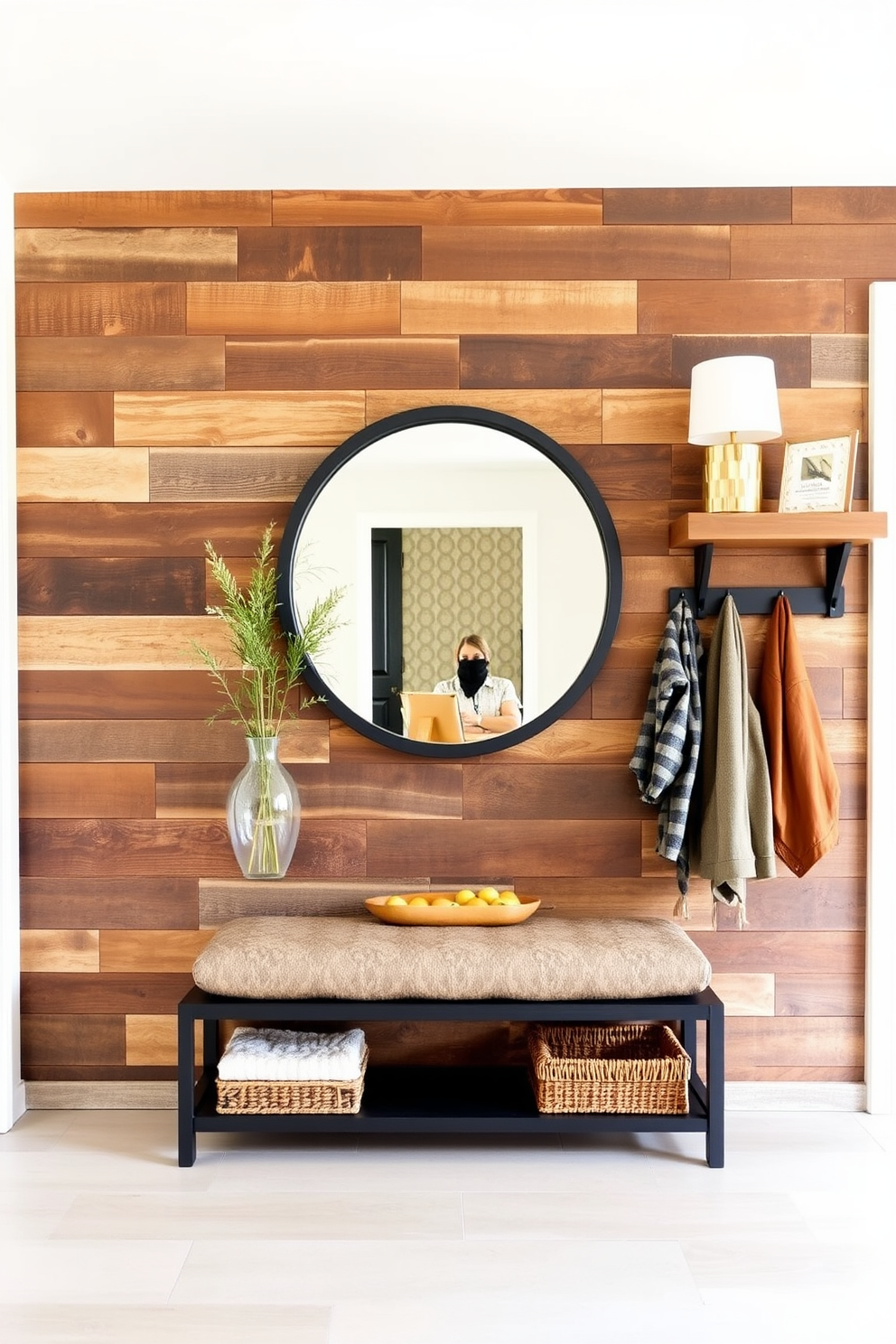 A reclaimed wood accent wall creates a warm and inviting atmosphere in the entryway. The rich textures of the wood add character while complementing modern decor elements. Incorporate hooks and shelving made from the same reclaimed wood for a cohesive look. A statement piece like a large mirror can enhance the space and reflect light, making the entryway feel larger.