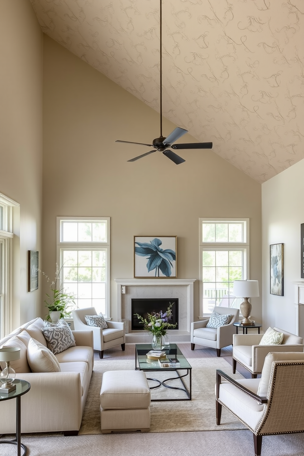 A Florida living room featuring textured wall finishes that enhance depth and dimension. The space is bright and airy, with large windows allowing natural light to flood in, complemented by soft, neutral furnishings.