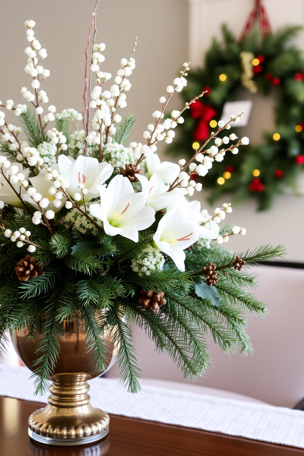 Floral arrangements featuring winter greenery should include a mix of evergreen branches and delicate white flowers. Incorporate pinecones and seasonal berries for added texture and warmth. A home gym designed for comfort and motivation can feature bright wall colors and ample natural light. Include a variety of workout equipment neatly organized and a dedicated space for yoga or stretching. Christmas decorating ideas should focus on a cozy and festive atmosphere with twinkling lights and rich red and green accents. Use natural elements like garlands and wreaths to enhance the holiday spirit throughout the space.