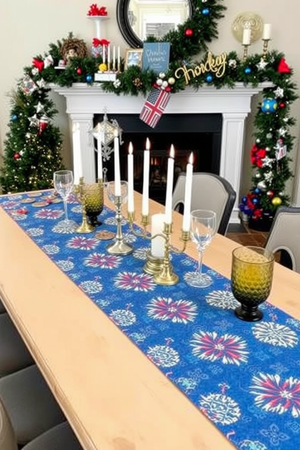 Colorful table runners add a vibrant touch to the dining experience. They can feature various patterns and textures, enhancing the overall aesthetic of the table setting. For Hanukkah decorating ideas, consider a beautifully adorned mantel. Incorporate elements like menorahs, dreidels, and festive garlands to create a warm and inviting atmosphere.