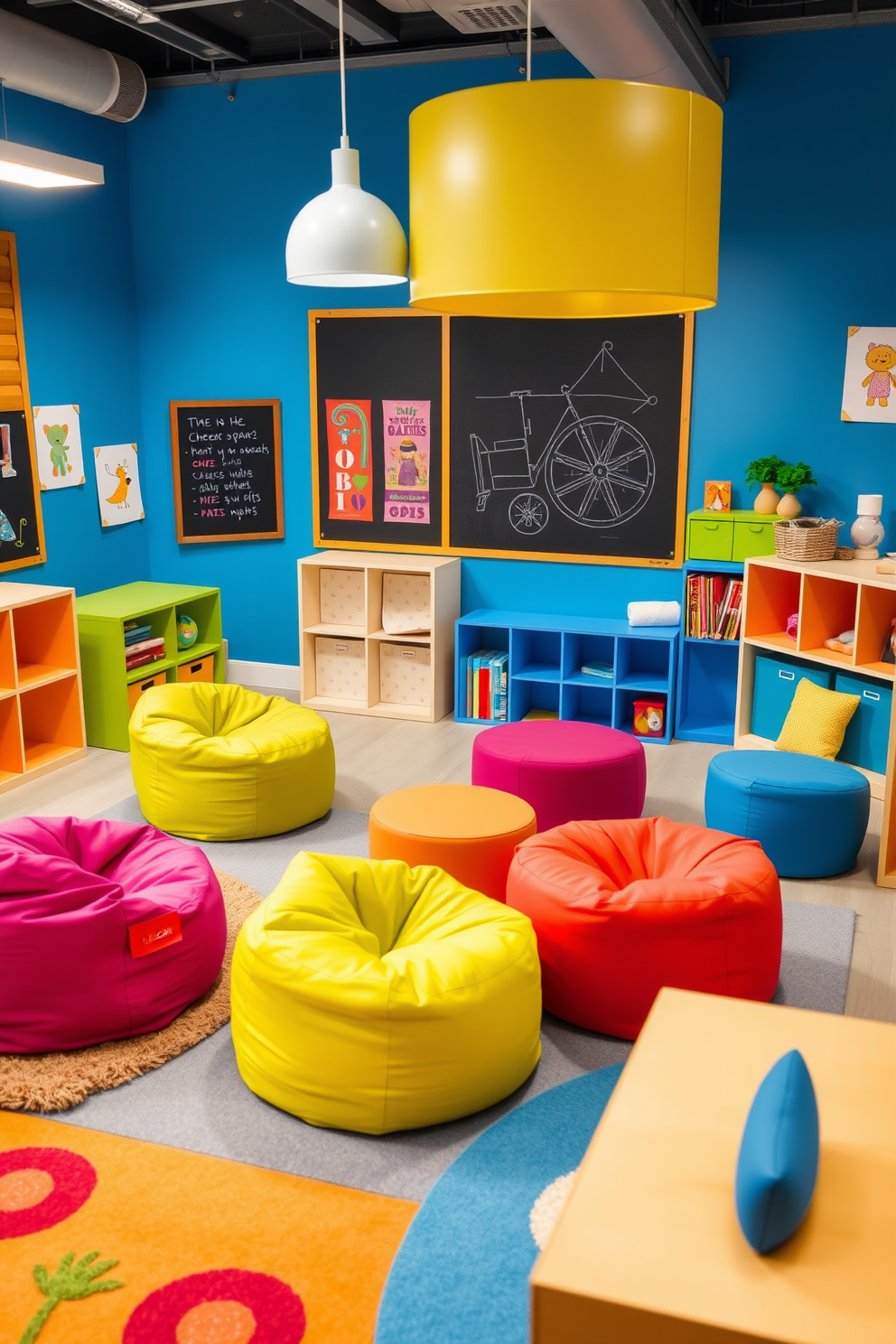 Lightweight furniture arranged in a vibrant playroom creates a dynamic space for children to explore and play. Brightly colored bean bags and modular seating can be easily moved to accommodate various activities and games. Incorporate playful elements such as a chalkboard wall and interactive storage solutions to encourage creativity. The room features soft rugs and playful artwork, fostering an inviting atmosphere for both play and learning.