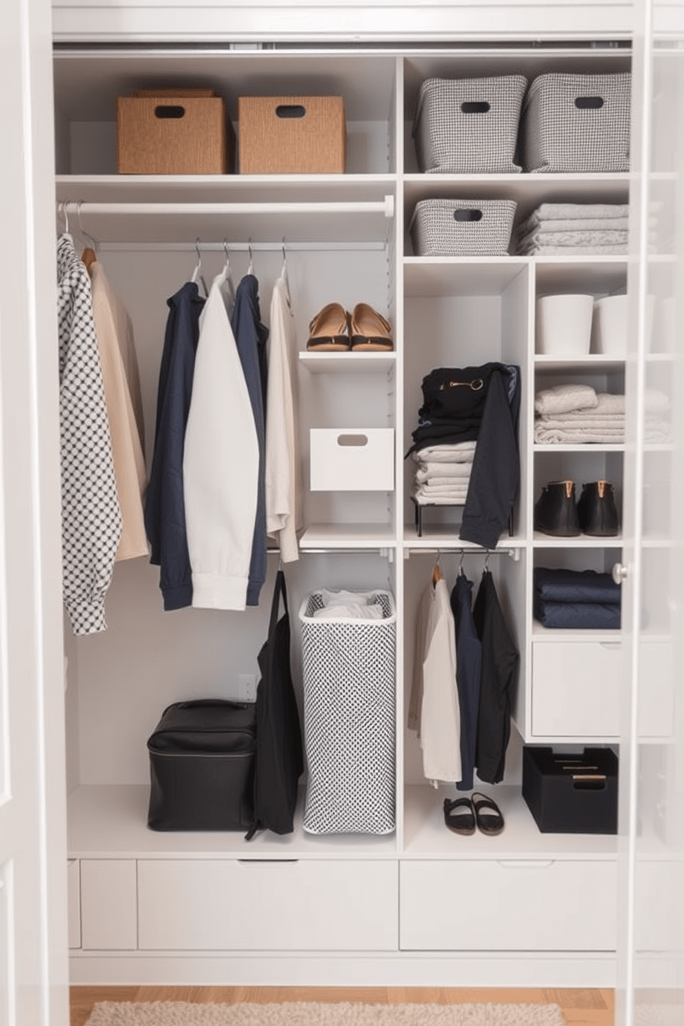 Maximize closet space with organizers. Incorporate modular shelving units and hanging organizers to create a functional and stylish storage solution. Narrow apartment design ideas. Use light colors and mirrors to enhance the sense of space while incorporating multifunctional furniture to optimize usability.