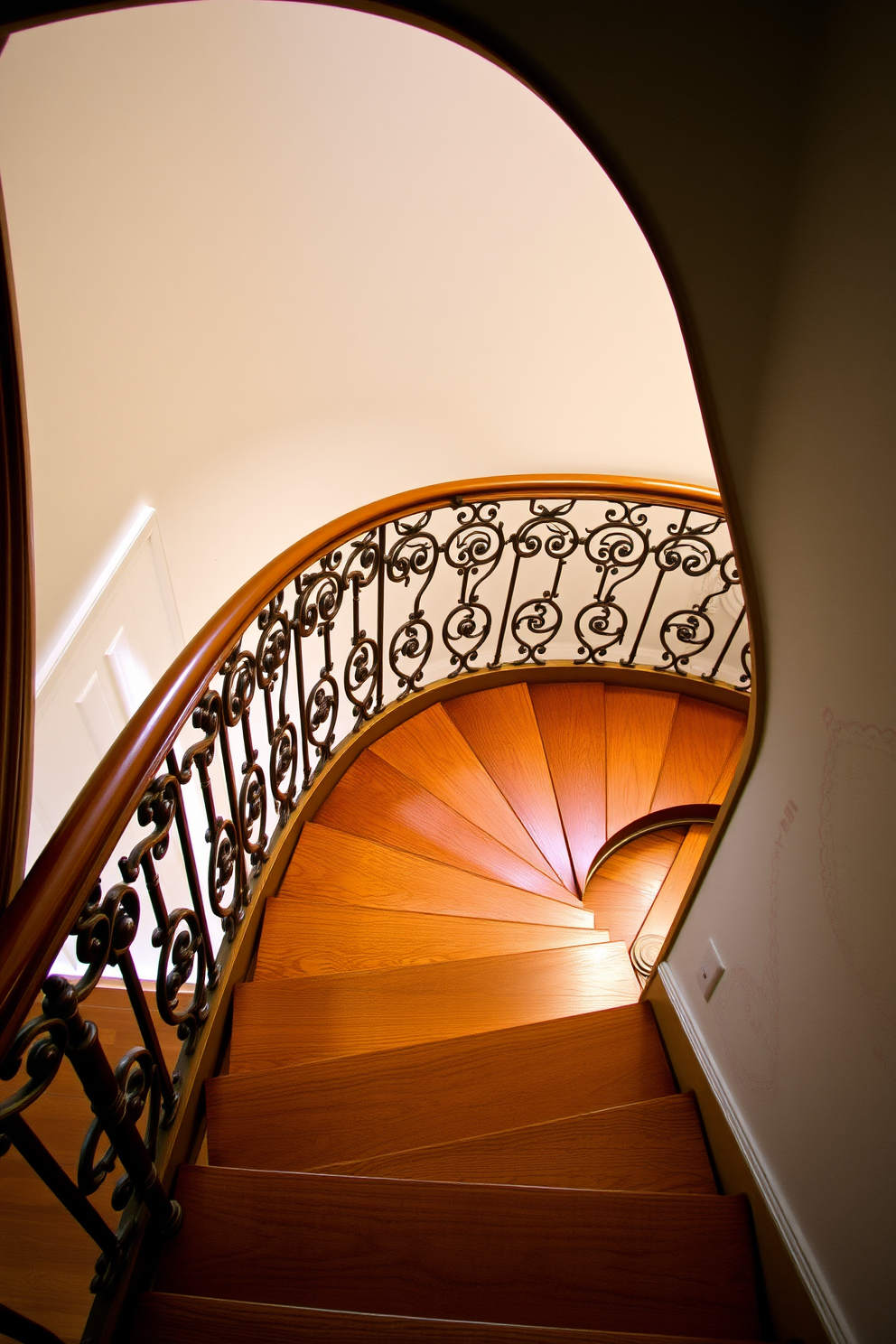 A vintage staircase with intricate antique railings showcases a timeless elegance. The wooden steps are polished to a warm sheen, and the railings feature ornate details that reflect classic craftsmanship. For the second floor staircase design, consider a sweeping curve that enhances the flow of the space. Soft lighting illuminates the staircase, creating an inviting atmosphere as it leads to the upper level.