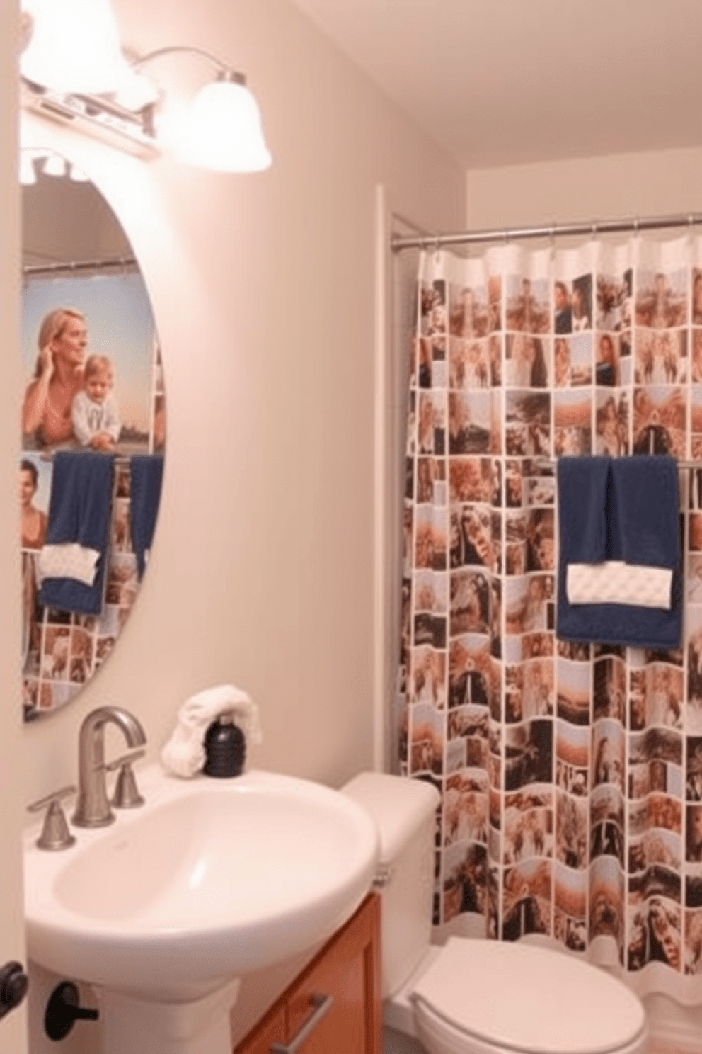 Custom photo prints add a personal touch to the bathroom decor. They can feature cherished memories or artistic images that reflect your personality. Shower curtain design ideas can transform the look of your bathroom. Consider patterns that complement the overall color scheme and style of the space.