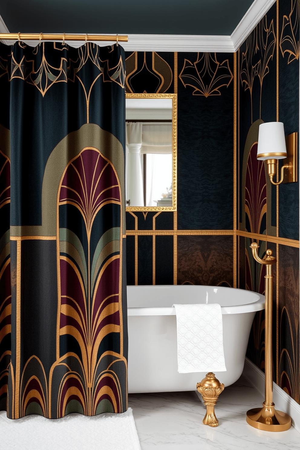 Art deco designs for vintage sophistication feature bold geometric patterns and rich colors. Incorporate luxurious materials like velvet and gold accents to enhance the opulence of the space. Shower curtain design ideas should include intricate patterns and textures that evoke a sense of glamour. Consider using deep jewel tones and metallic finishes to create a striking focal point in the bathroom.