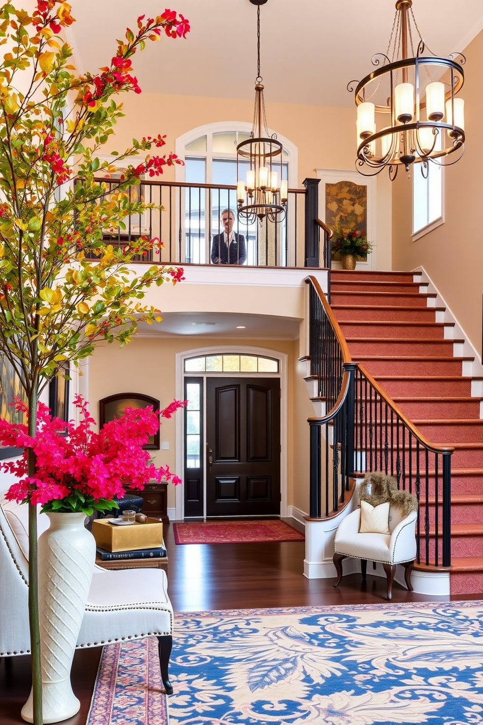 Seasonal decor for changing looks. Incorporate vibrant colors and natural elements to create a welcoming atmosphere that reflects the current season. Two story foyer design ideas. Use grand lighting fixtures and a statement staircase to enhance the sense of space and elegance in the entryway.