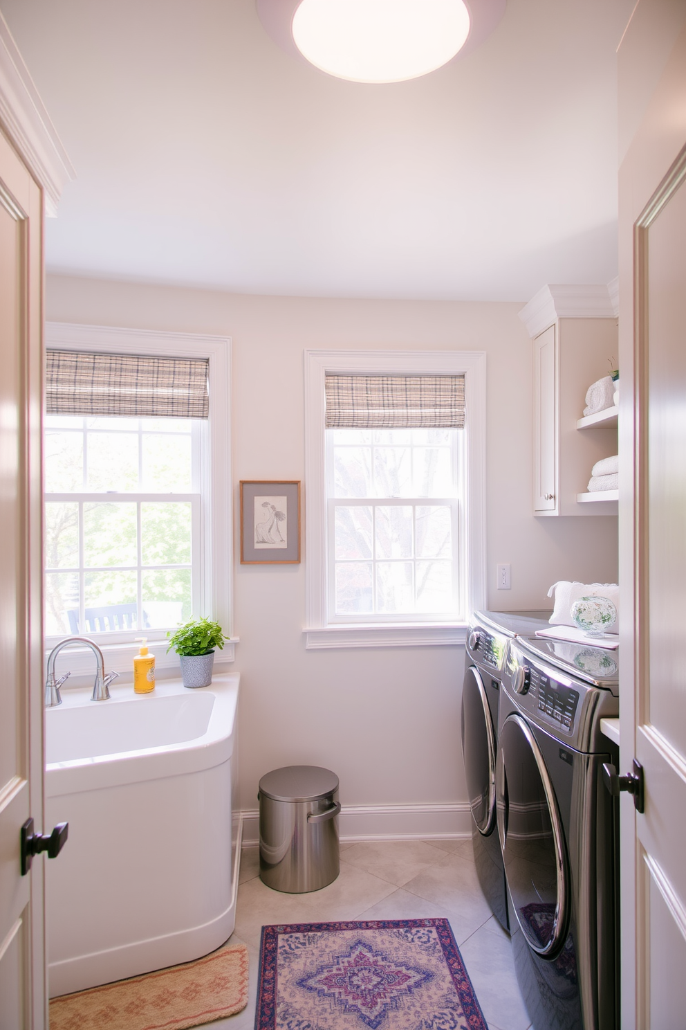 Bright window treatments in a utility room allow natural light to flood the space, creating an inviting and cheerful atmosphere. Consider sheer curtains or light-filtering shades that enhance brightness while maintaining privacy. Incorporating a laundry room combo design maximizes functionality and style. Opt for cabinetry that blends seamlessly with the decor, providing storage solutions while keeping the space organized and visually appealing.