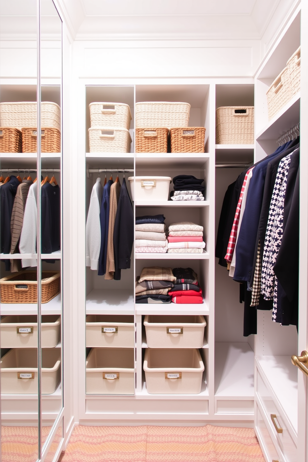 Seasonal storage solutions for efficiency. Organize your space with labeled bins for each season and incorporate pull-out shelves for easy access. White Walk-In-Closet Design Ideas. Maximize light with mirrored surfaces and use custom shelving to create a stylish and functional storage area.