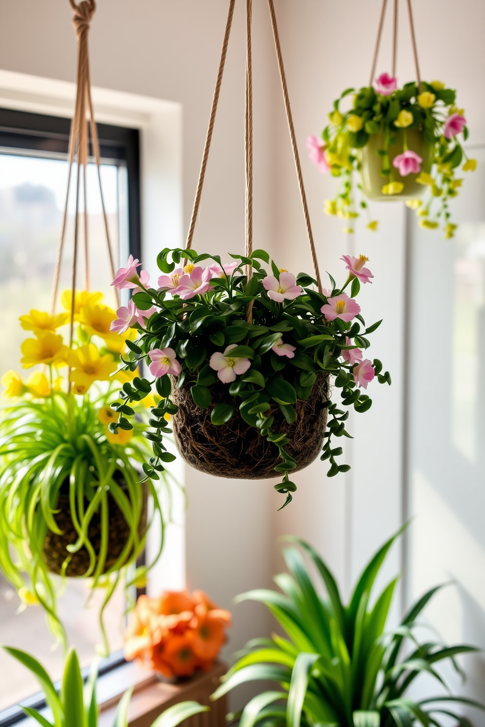 Hanging plants create a vibrant and refreshing atmosphere in any space. They add a touch of nature and elegance, enhancing the overall aesthetic of the room. For Easter decorating ideas, consider incorporating pastel colors and floral arrangements. Use decorative eggs and themed accents to bring a festive spirit to your interior design.