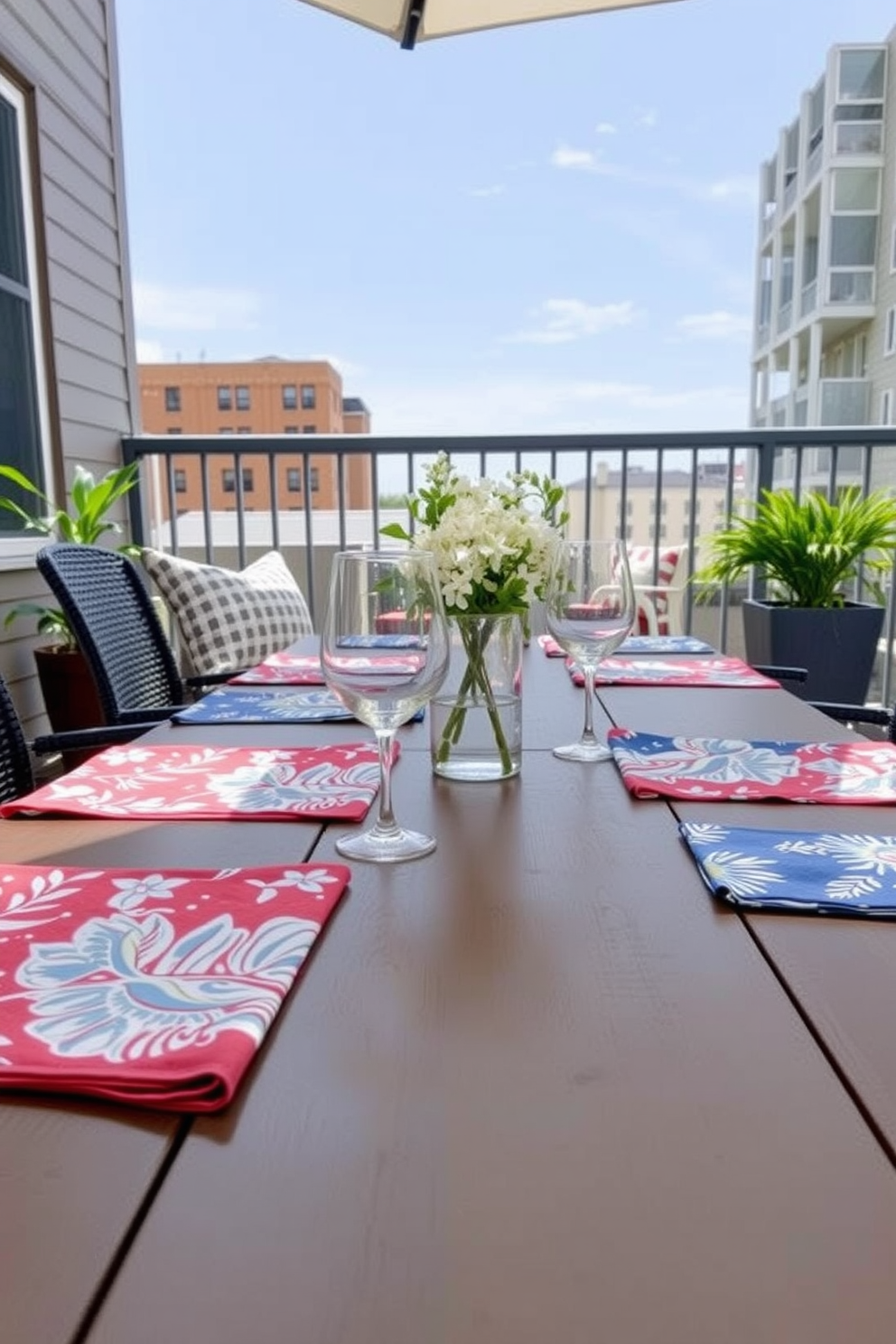 Festive napkins for outdoor dining. The napkins are adorned with vibrant patterns and colors, perfect for a cheerful gathering under the sun. Labor Day Apartment Decorating Ideas. Incorporate red, white, and blue accents throughout the space, using pillows and wall art to celebrate the holiday spirit.