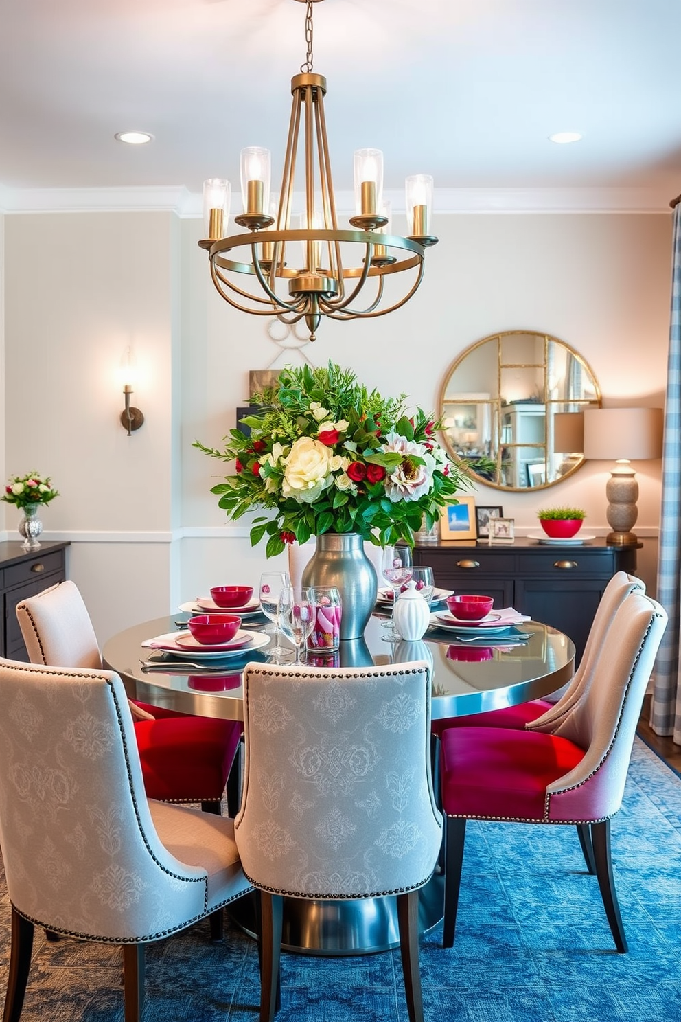 Chic metal accents for modern flair. Picture a sleek dining room with a polished metal dining table surrounded by upholstered chairs in a bold color. Labor Day Dining Room Decorating Ideas. Imagine a festive dining space adorned with red, white, and blue table settings, complemented by seasonal floral arrangements and cozy lighting.