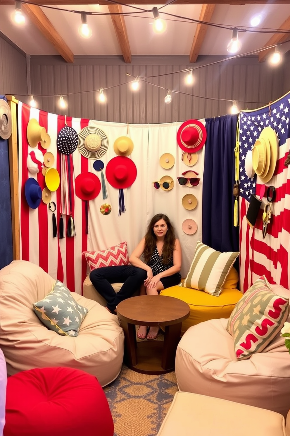 Create a vibrant DIY photo booth corner that captures the festive spirit of Labor Day. Use colorful backdrops with patriotic themes and hang playful props like hats and sunglasses for guests to enjoy. Incorporate a cozy seating area with bean bags and cushions for a relaxed vibe. Add string lights overhead to create a warm and inviting atmosphere for memorable photos.