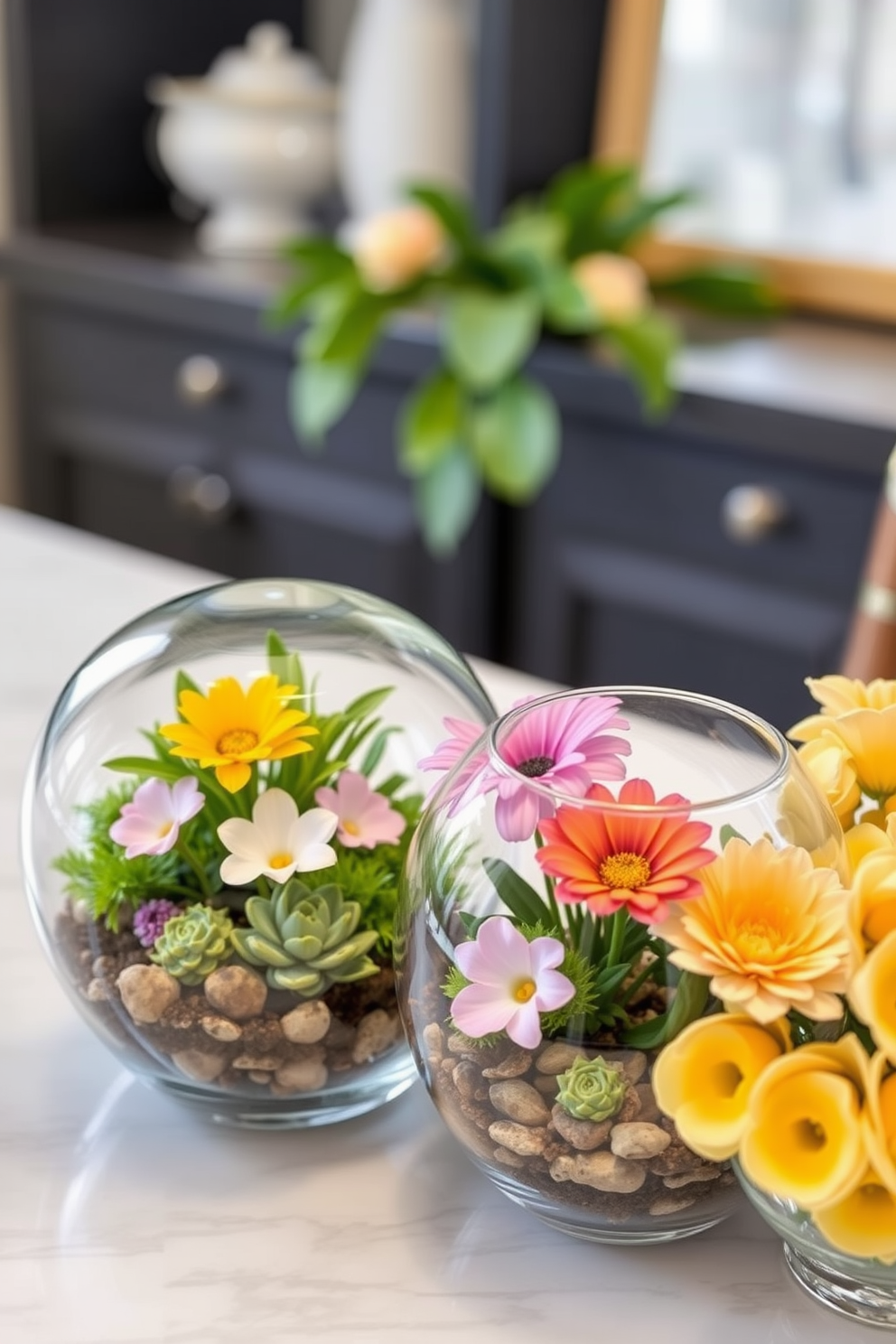 Charming terrariums for tabletops can bring a touch of nature indoors. These glass containers filled with lush greenery and vibrant flowers create a serene focal point for any room. For spring decorating ideas, consider incorporating pastel colors and floral patterns. Fresh blooms in soft hues can brighten up your space and evoke the essence of the season.