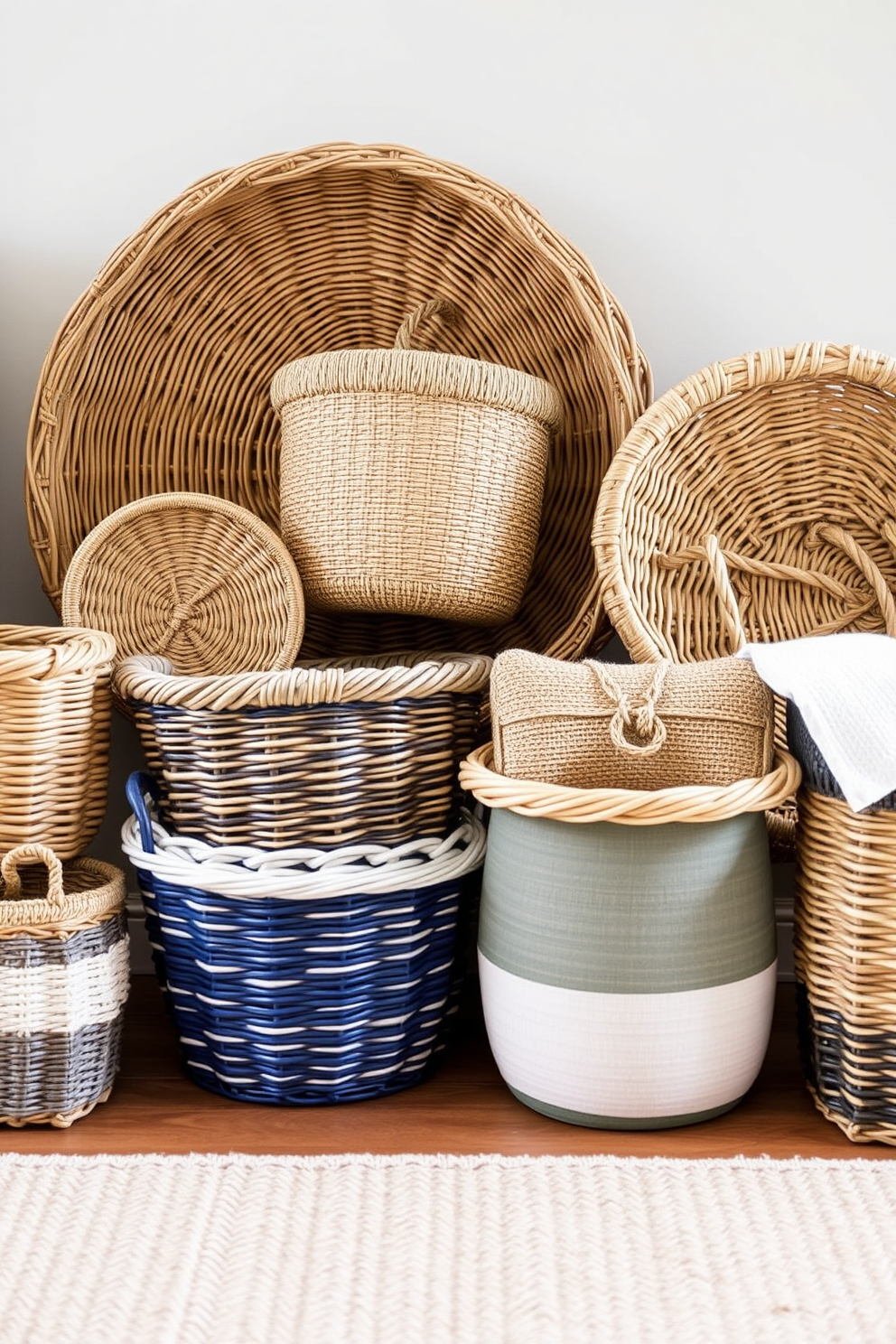 Layered textures create a warm and inviting atmosphere. Incorporate woven baskets in various sizes and materials to add depth and interest to your spring decor.