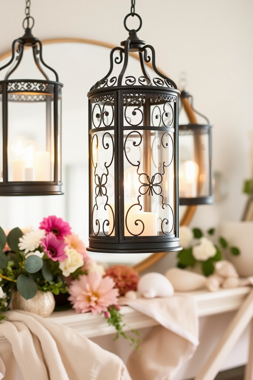 Hanging lanterns create a warm and inviting atmosphere in any room. They can be adorned with intricate metalwork and soft-glowing bulbs to enhance the overall aesthetic. Summer mantel decorating ideas should incorporate bright colors and natural elements. Fresh flowers, seashells, and light fabrics can be used to evoke a cheerful and relaxed vibe.