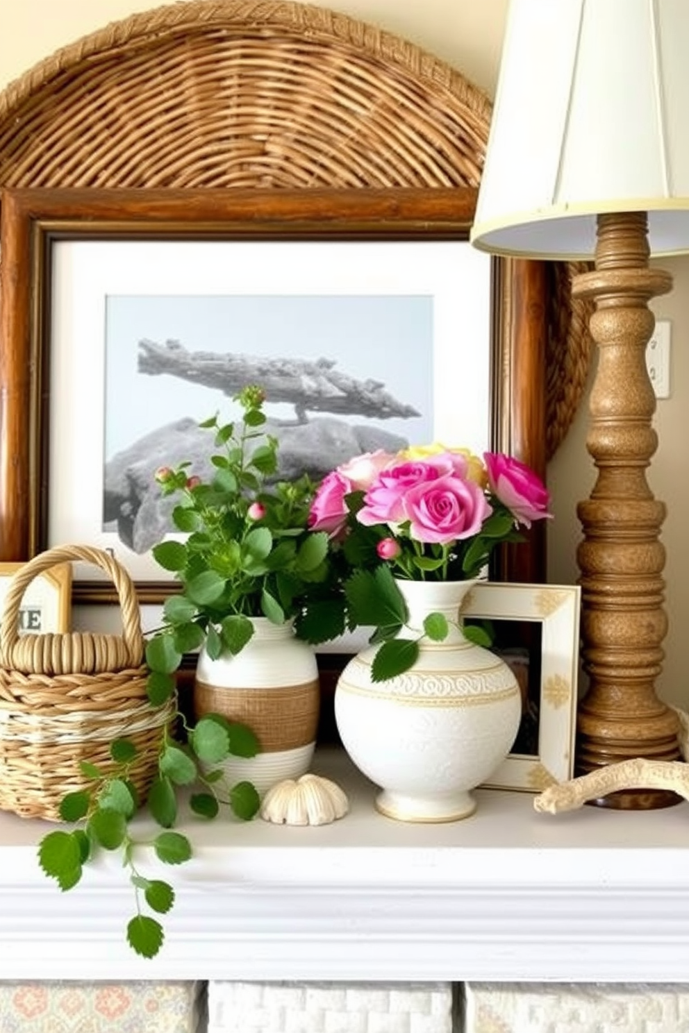 Handcrafted items add a unique and personal touch to your summer mantel decor. Incorporate items such as woven baskets, ceramic vases, and hand-painted picture frames to create a warm and inviting atmosphere. Consider using fresh flowers and greenery to enhance the seasonal feel. Layer your handcrafted pieces with natural elements like driftwood or seashells for a cohesive summer theme.