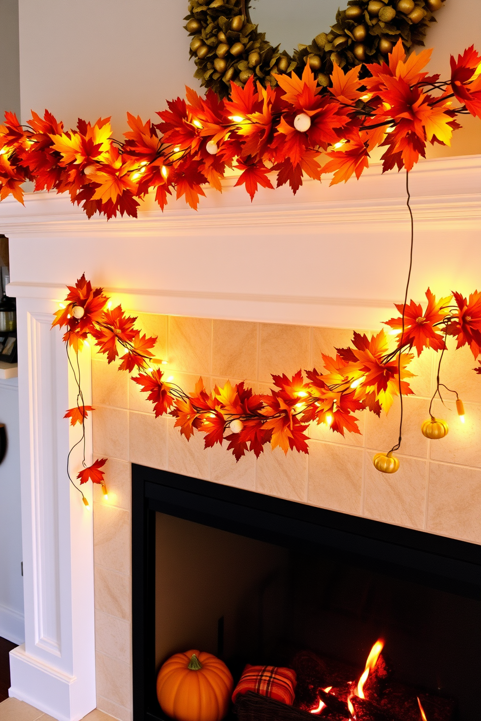 Hanging decorations from the mantel create a warm and inviting atmosphere for Thanksgiving. Incorporate elements such as garlands made of autumn leaves, mini pumpkins, and twinkling fairy lights to enhance the festive spirit.