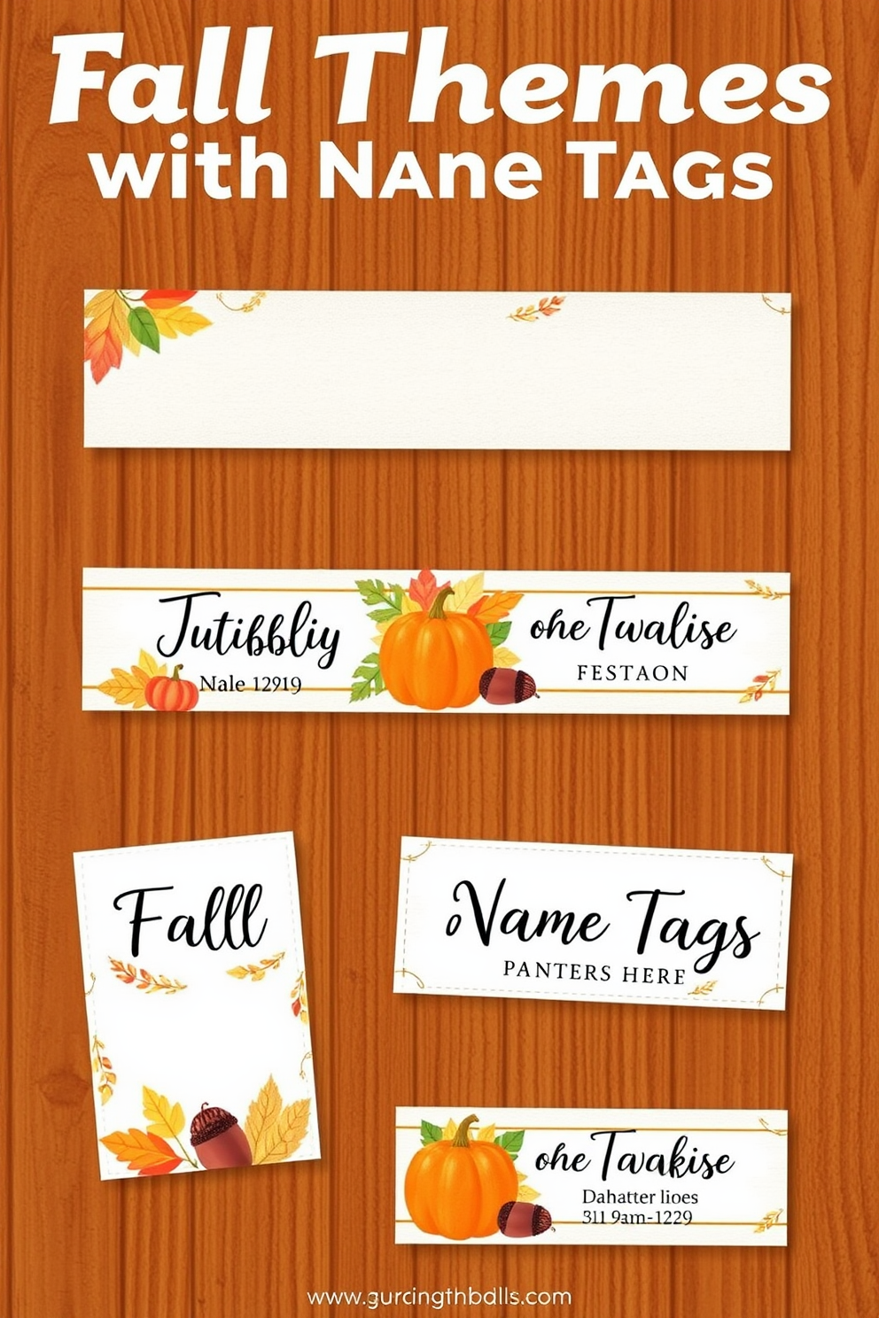 Personalized name tags with fall themes are designed to reflect the warm colors of autumn. Each tag features a rustic aesthetic with elements like leaves, pumpkins, and acorns, creating a cozy atmosphere for your Thanksgiving gatherings. Incorporate these name tags into your home office decor to add a festive touch. The combination of natural textures and seasonal motifs will enhance the inviting ambiance of your workspace during the holiday season.